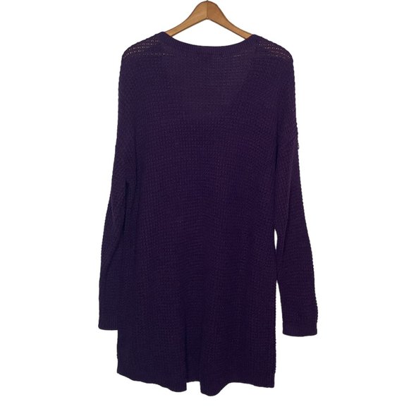 Torrid 2 2X Purple V-Neck Cotton Blend Shaker‎ Stitch Knit Pullover Sweater Plus - Picture 2 of 4